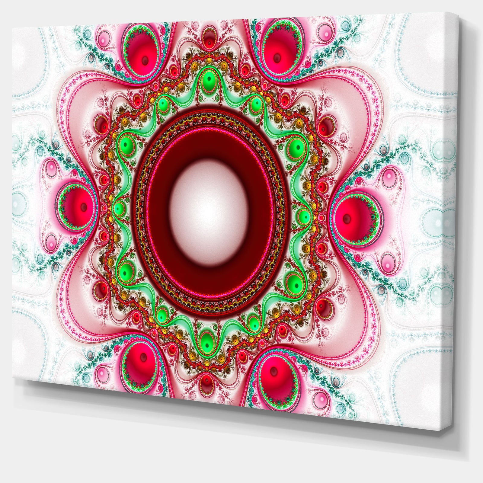 Pink Fractal Pattern with Circles - Large Wall Art on Canvas