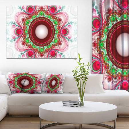Pink Fractal Pattern with Circles - Large Wall Art on Canvas