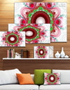 Pink Fractal Pattern with Circles - Large Wall Art on Canvas