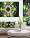 Green Fractal Pattern with Circles - Large Wall Art on Canvas