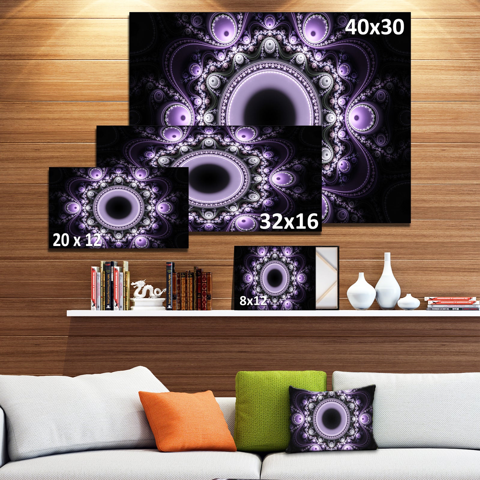 Light Purple Pattern with Circles - Large Wall Art on Canvas