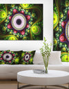 Green on Black Pattern with Circles - Large Wall Art on Canvas