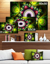 Green on Black Pattern with Circles - Large Wall Art on Canvas