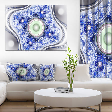 Blue on White Pattern with Circles - Large Canvas Wall Art