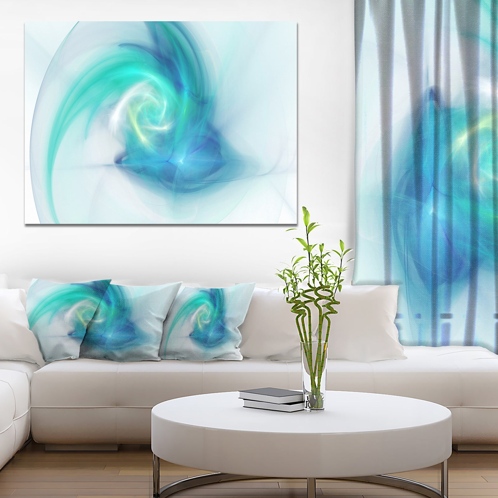 Light Blue Fractal Large Texture - Large Canvas Wall Art