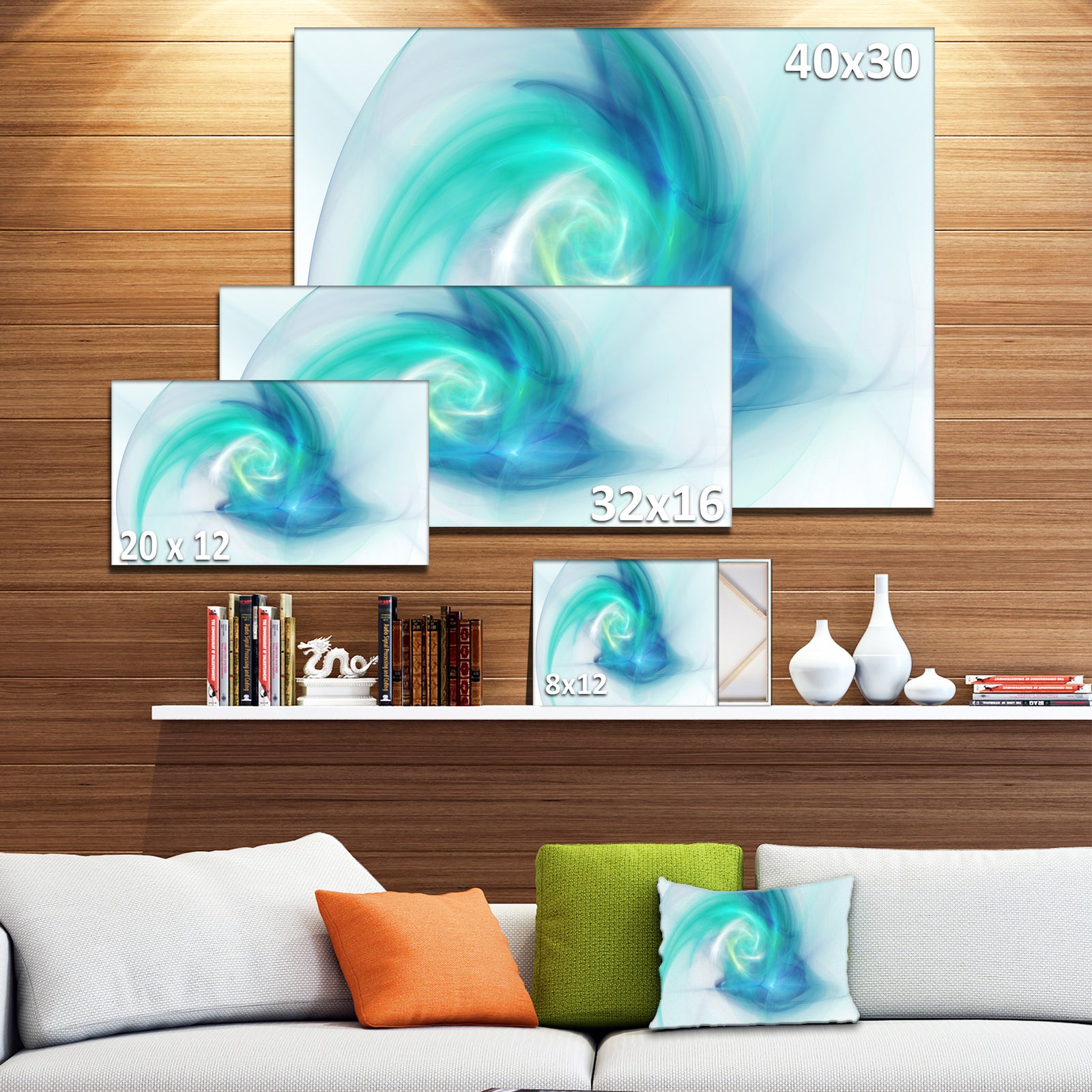 Light Blue Fractal Large Texture - Large Canvas Wall Art