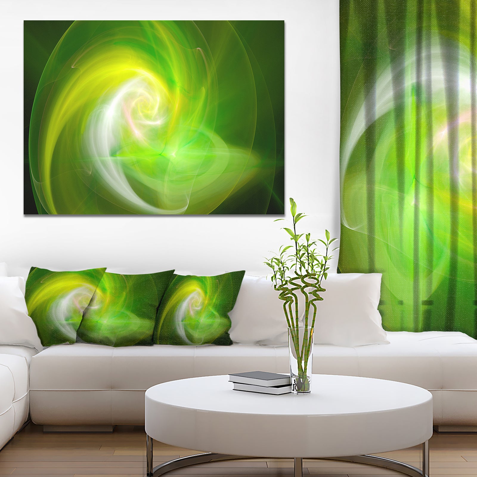 Green Fractal Large Illustration - Large Canvas Wall Art