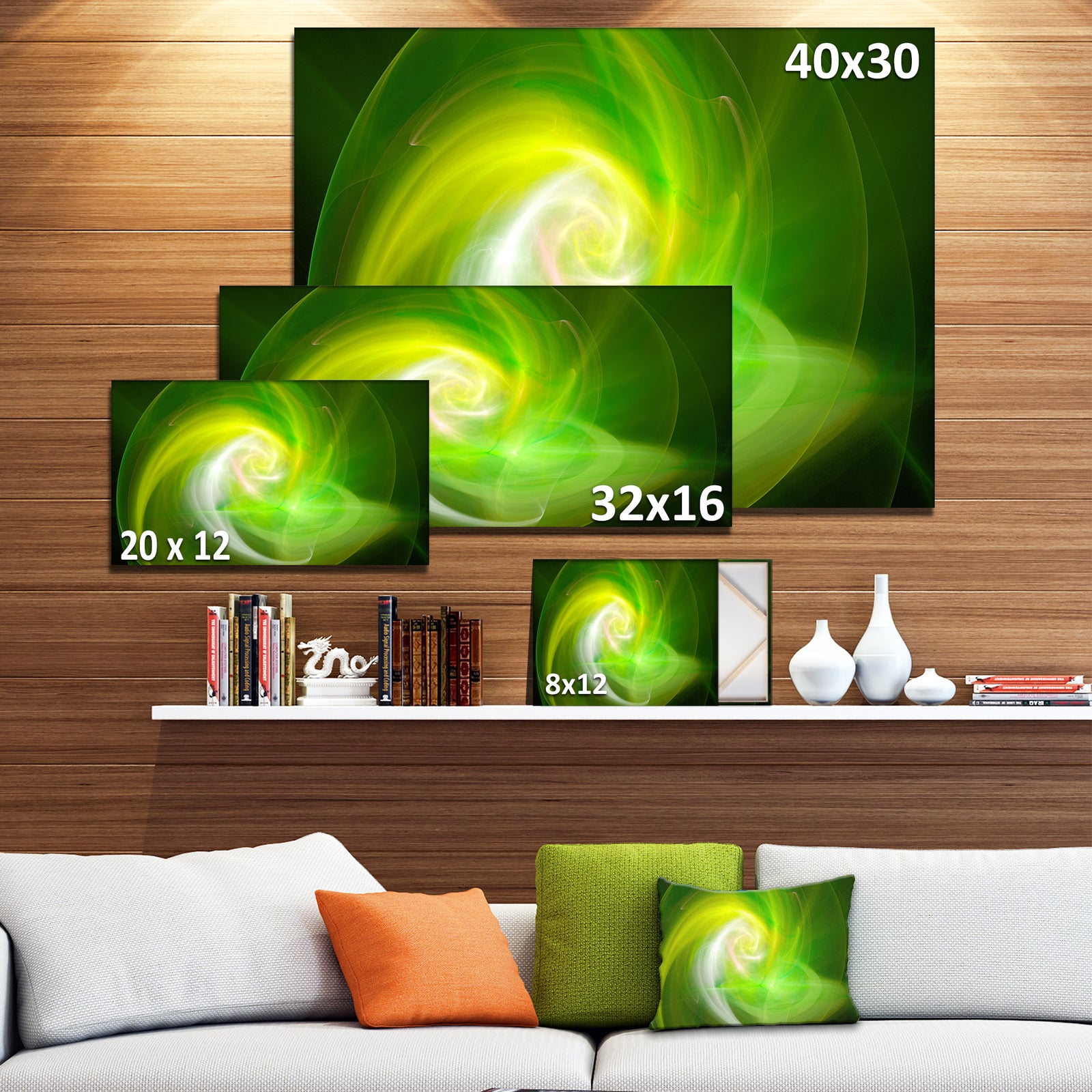 Green Fractal Large Illustration - Large Canvas Wall Art
