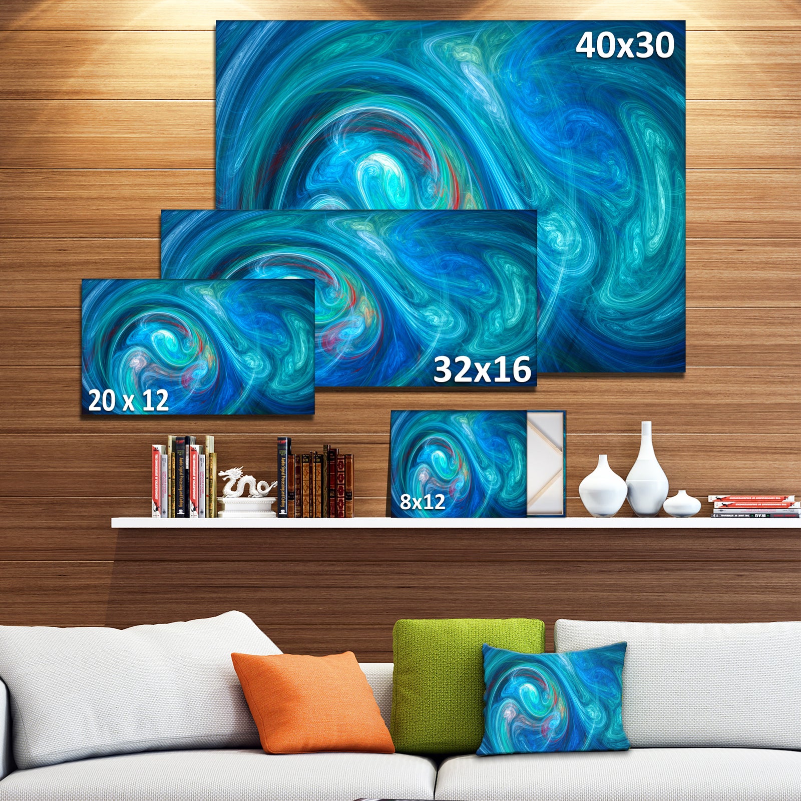 Dark Blue Fractal Large Texture - Large Canvas Wall Art