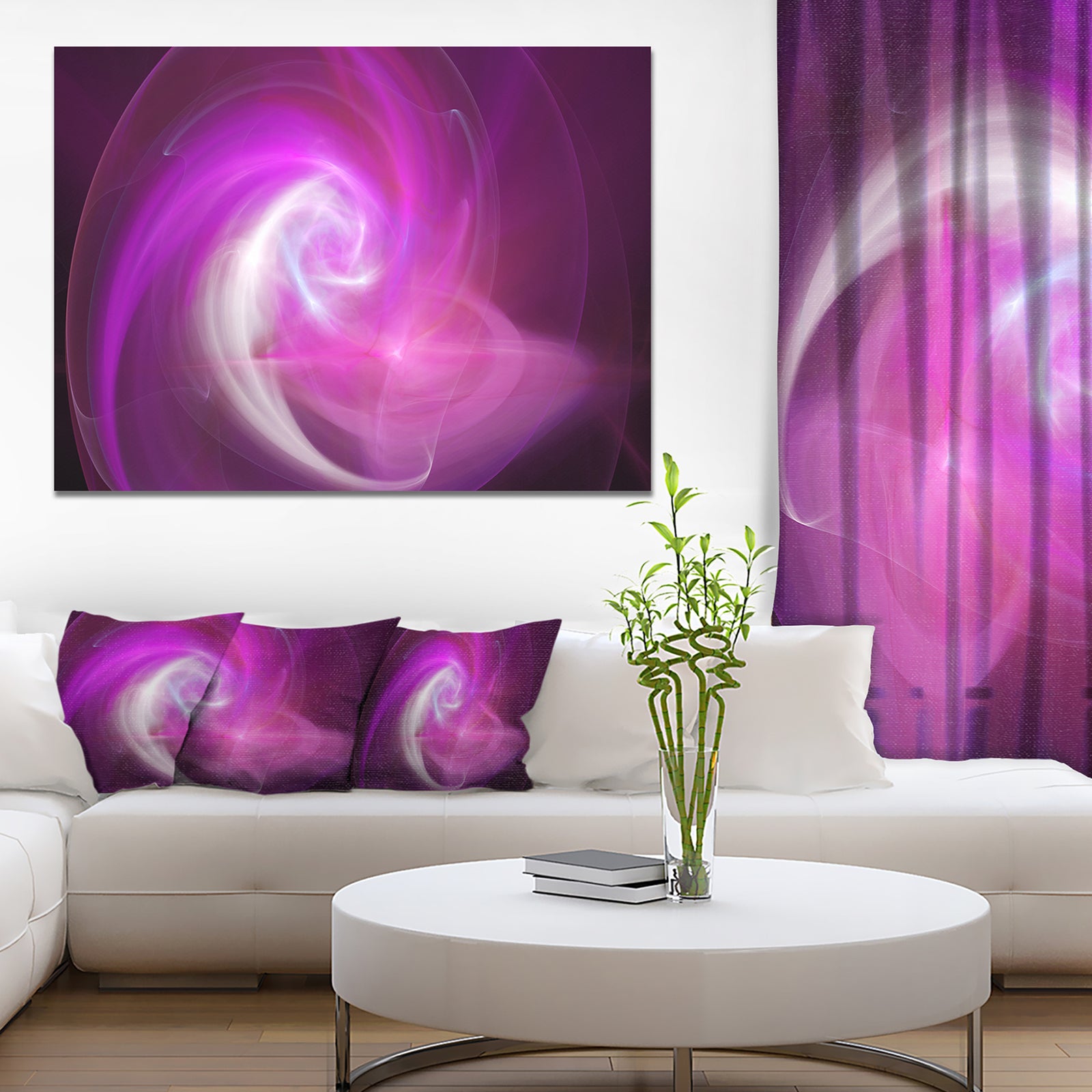 Pink Fractal Large Illustration - Large Canvas Wall Art