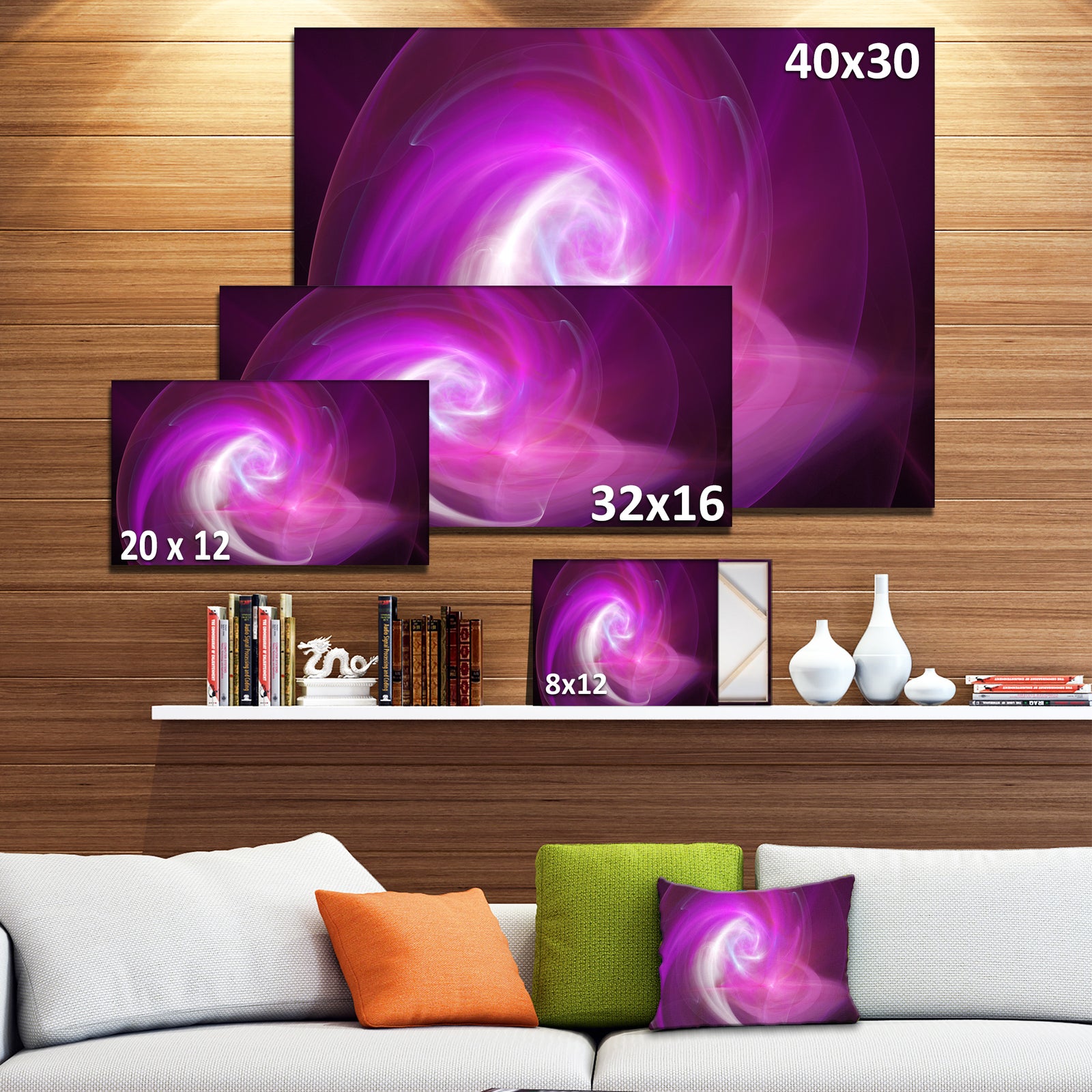 Pink Fractal Large Illustration - Large Canvas Wall Art