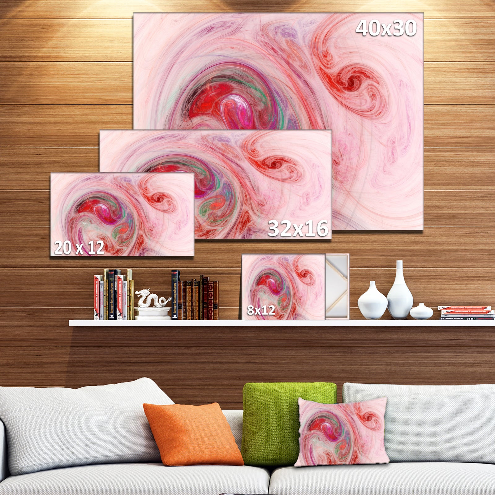 Red Fractal Large Illustration - Large Canvas Wall Art
