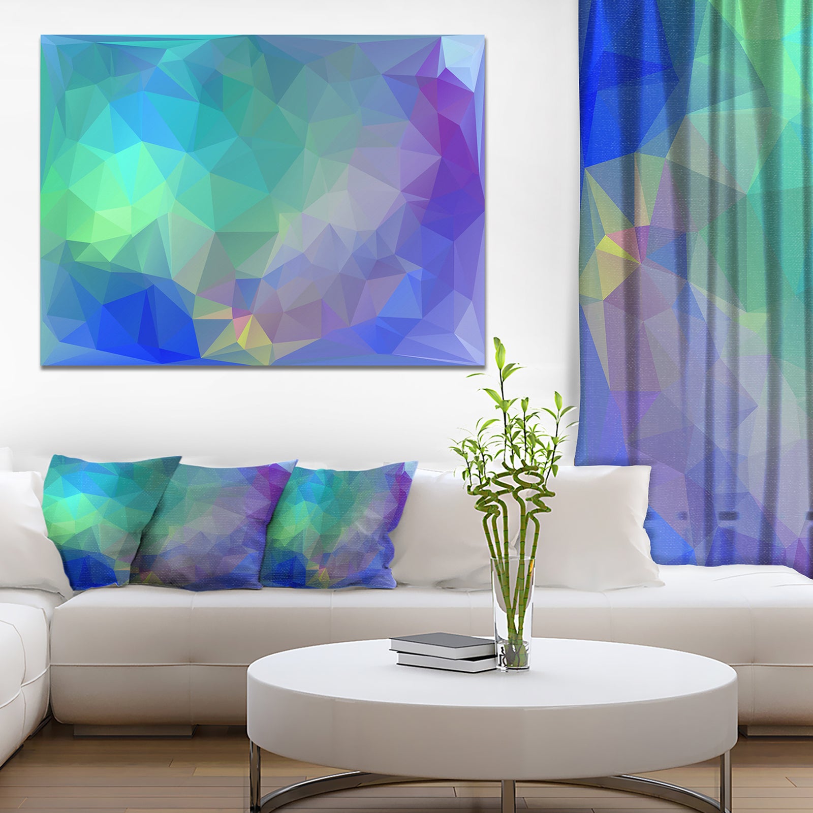 Light Blue Polygonal Mosaic Pattern - Large Wall Artwork