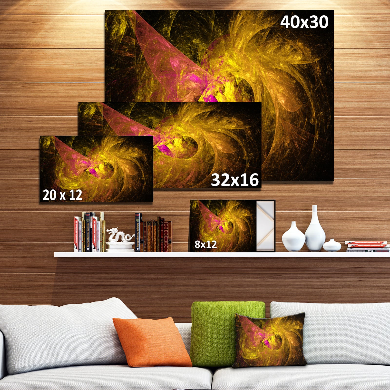 Golden Fractal Large Illustration - Large Wall Artwork