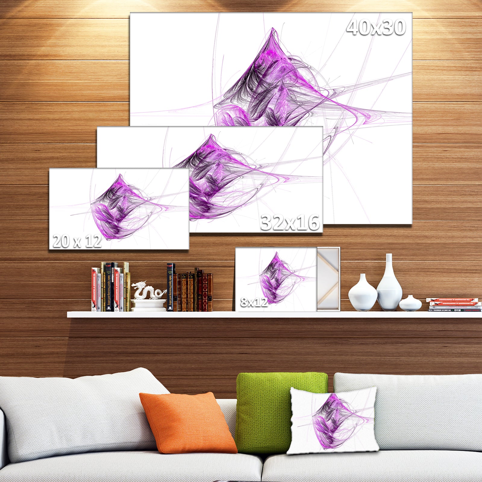 Purple on White Fractal Illustration - Large Wall Artwork