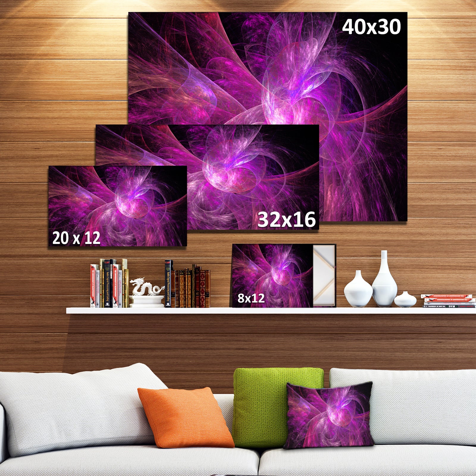 Purple Fractal Large Illustration - Large Wall Artwork