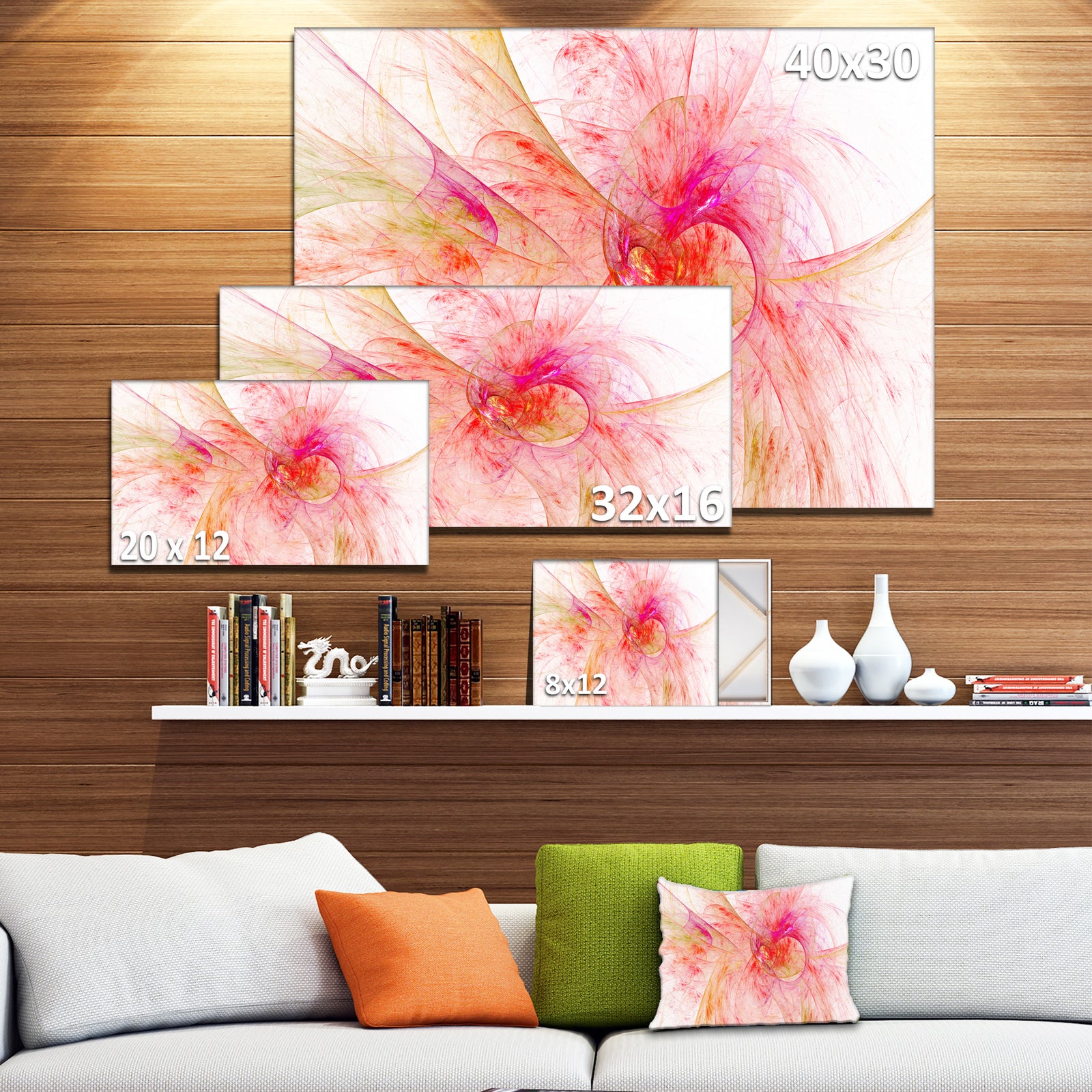 Pink Fractal Large Illustration - Large Wall Artwork