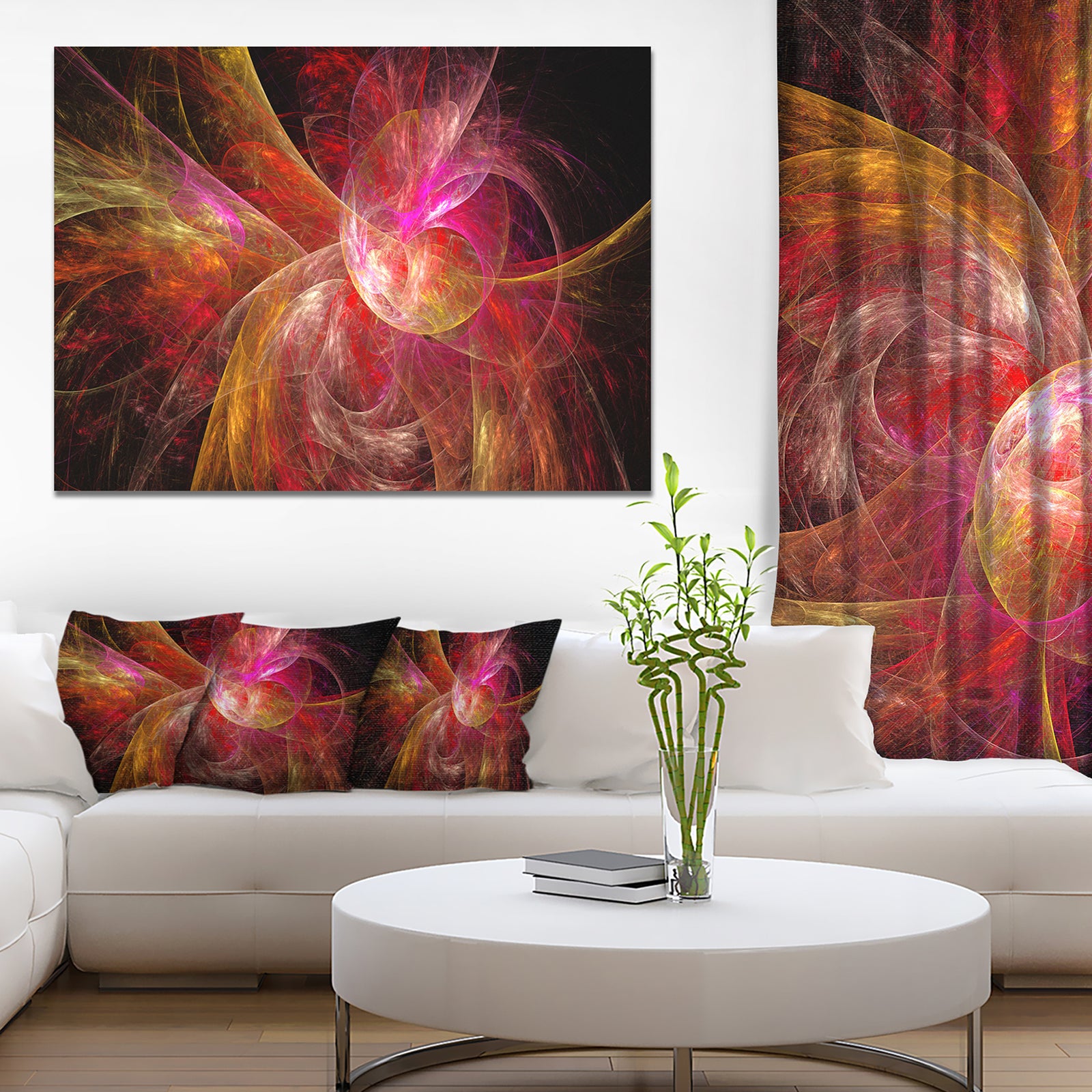 Pink on Black Fractal Illustration - Large Wall Artwork