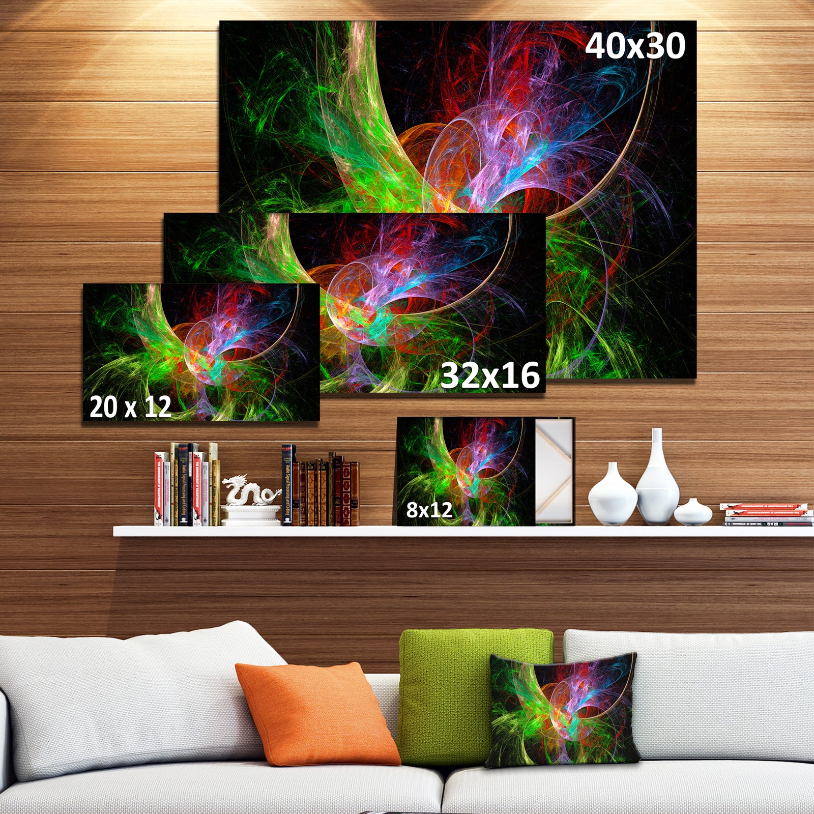 Multi-Color Fractal Large Design - Large Glossy Canvas Art Print