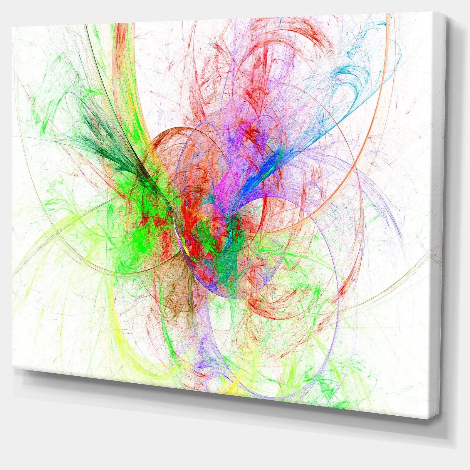 Multi-Color on White Fractal Design - Large Glossy Canvas Art Print