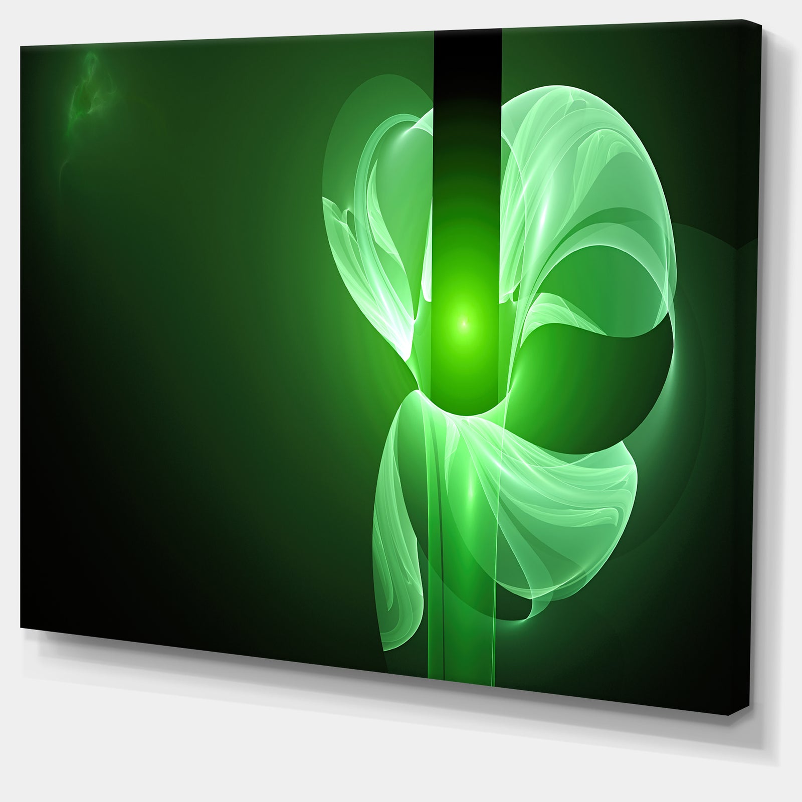 Green Flower Fractal Illustration - Large Glossy Canvas Art Print
