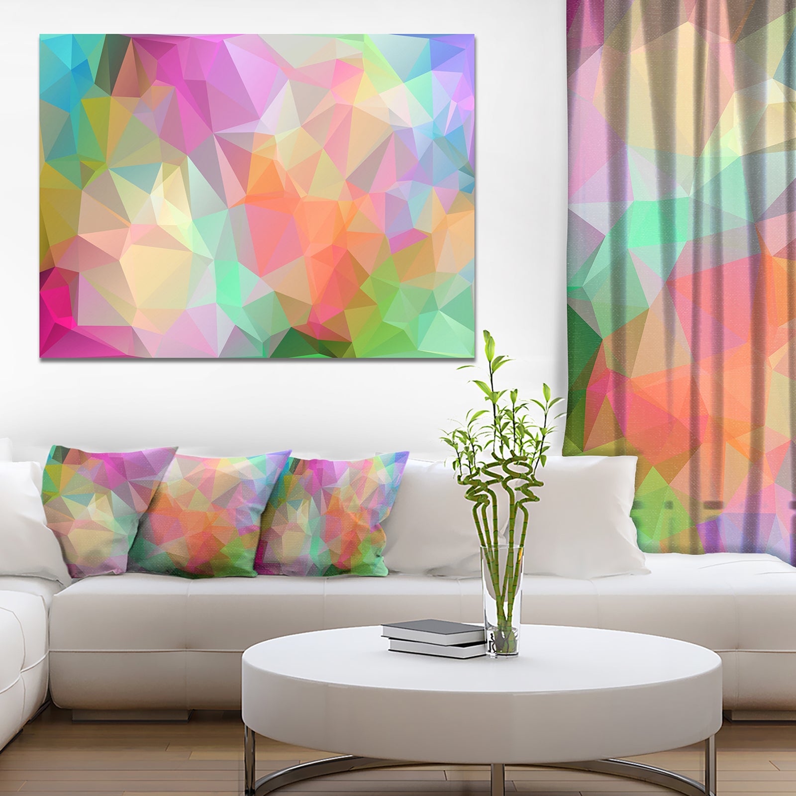 Multi-Color Polygonal Mosaic Pattern - Large Glossy Canvas Art Print
