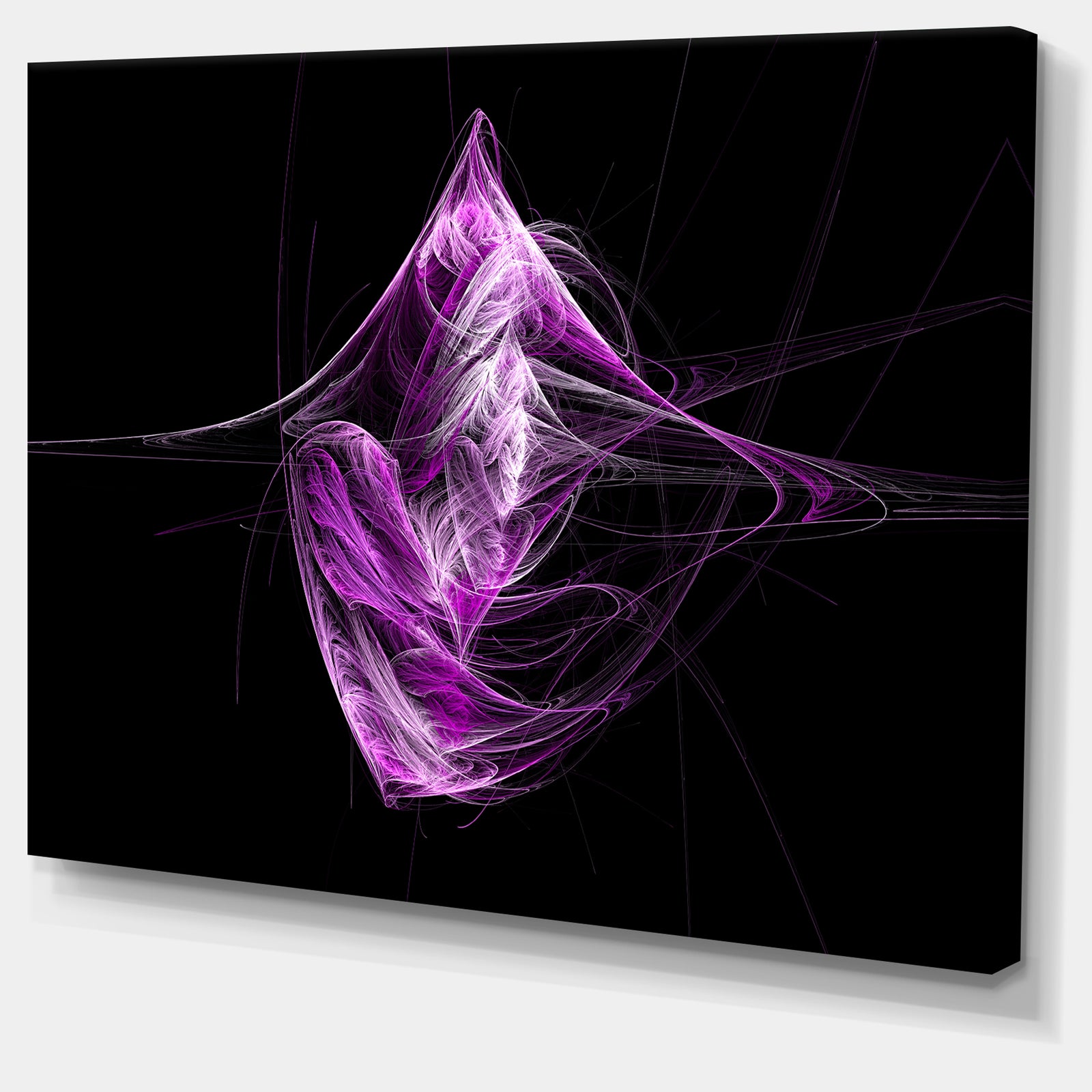 Purple on Black Fractal Illustration - Large Glossy Canvas Art Print