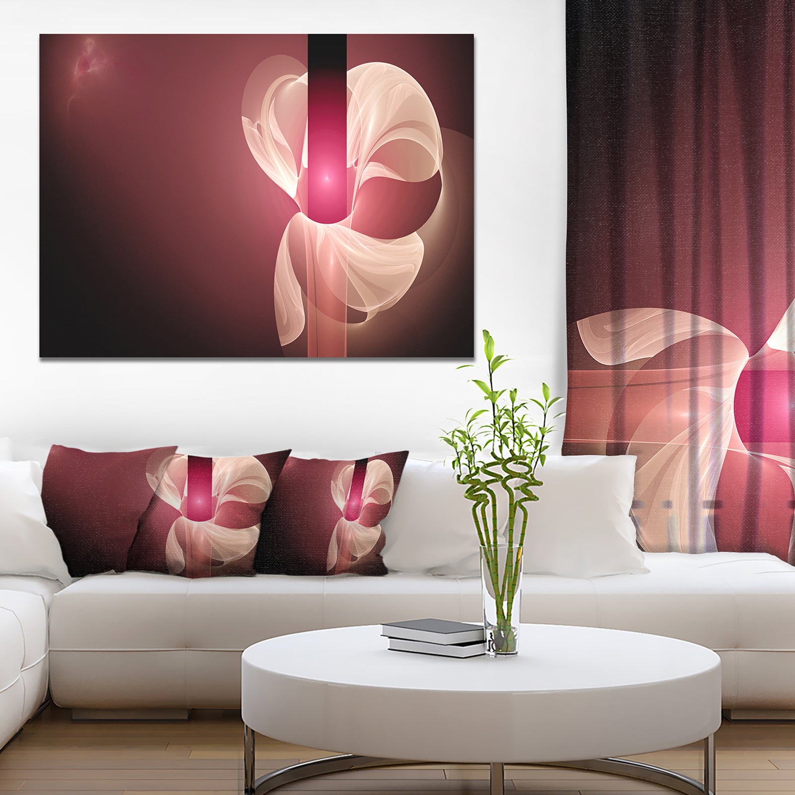 Pink Flower Fractal Illustration - Large Glossy Canvas Art Print