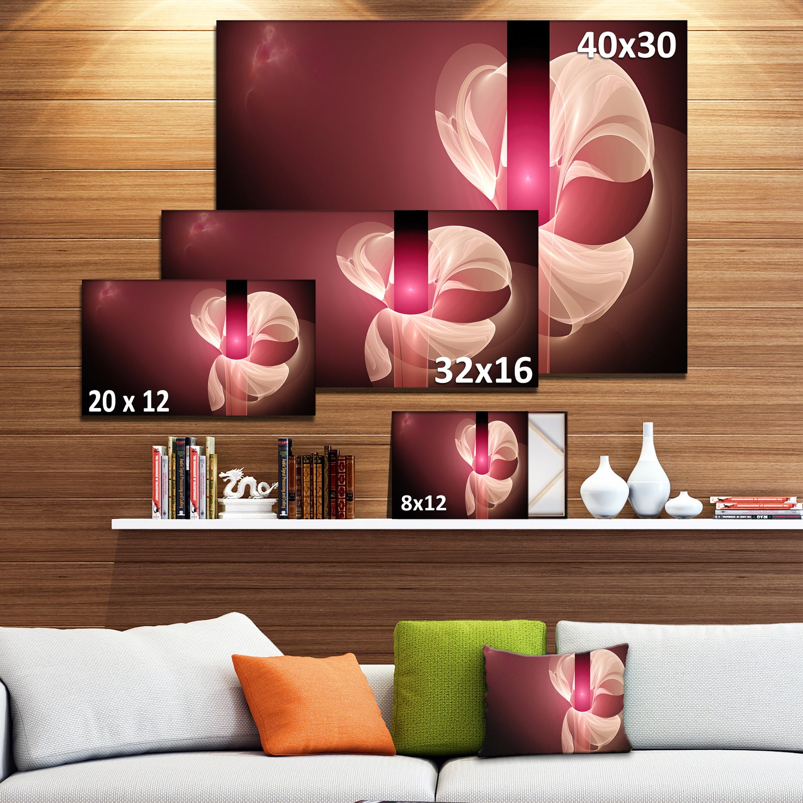 Pink Flower Fractal Illustration - Large Glossy Canvas Art Print