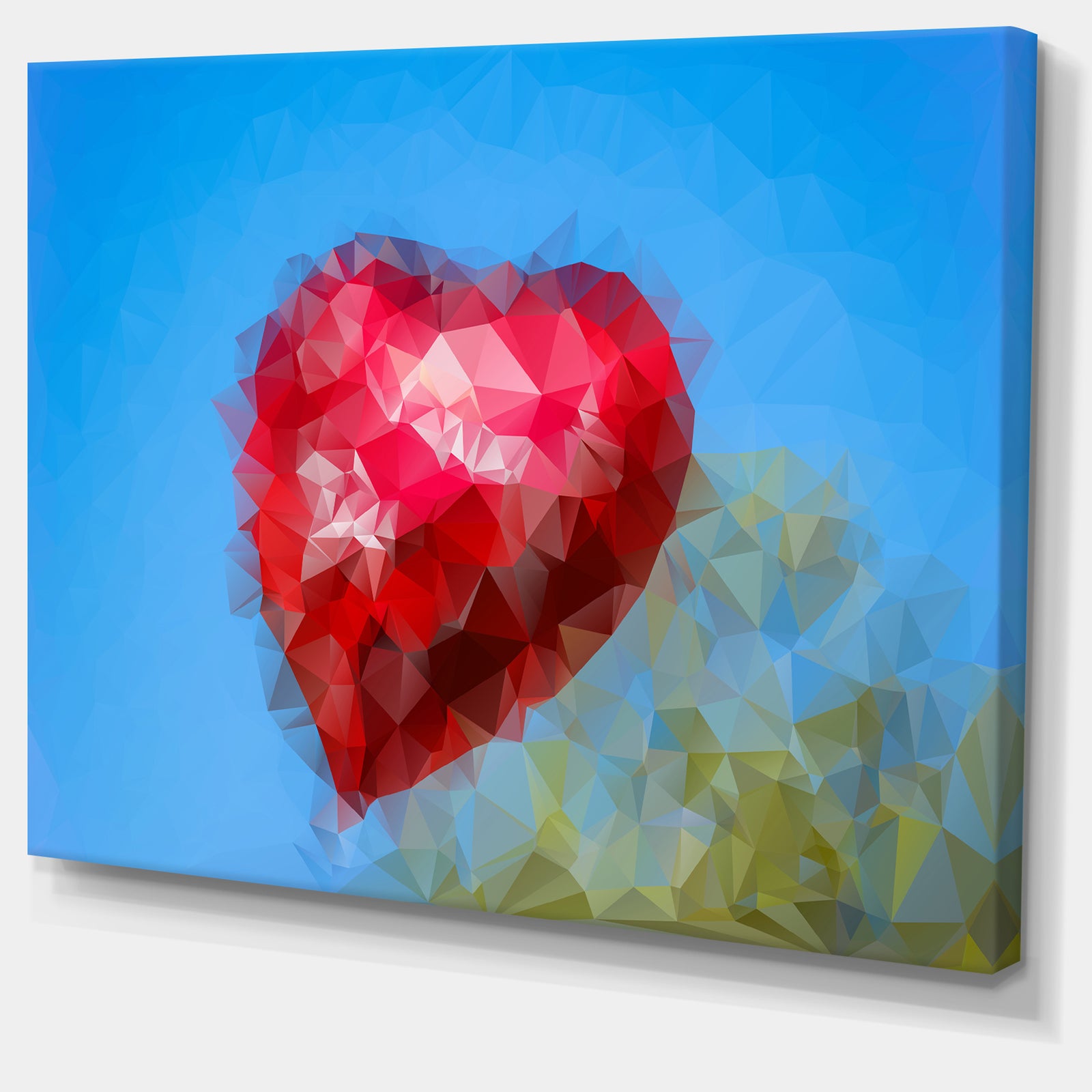 Polygonal Heart against Blue Sky - Large Glossy Canvas Art Print