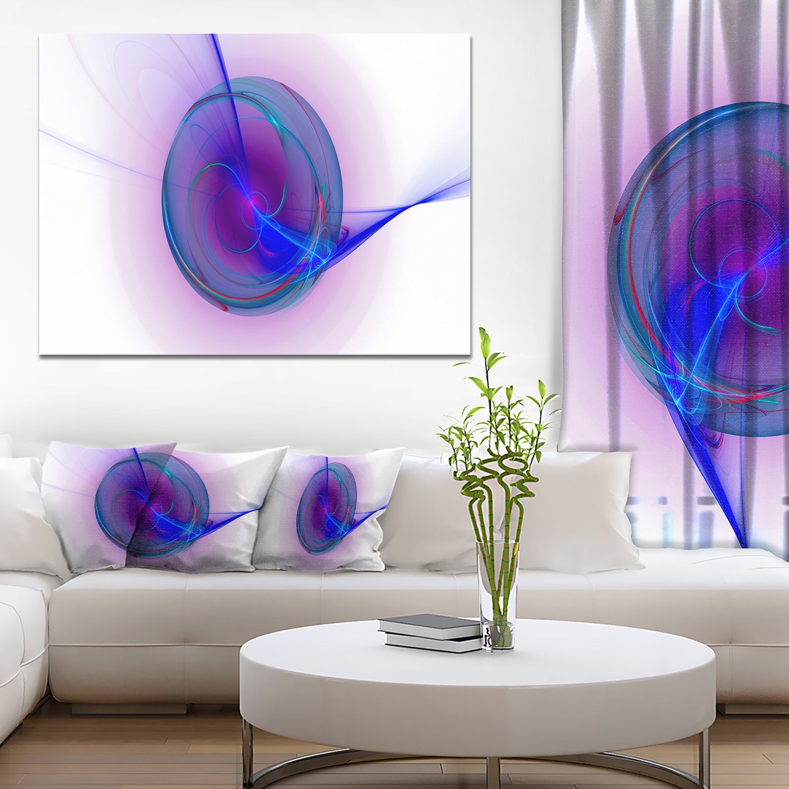 Large Blue Fractal Design - Large Glossy Canvas Art Print