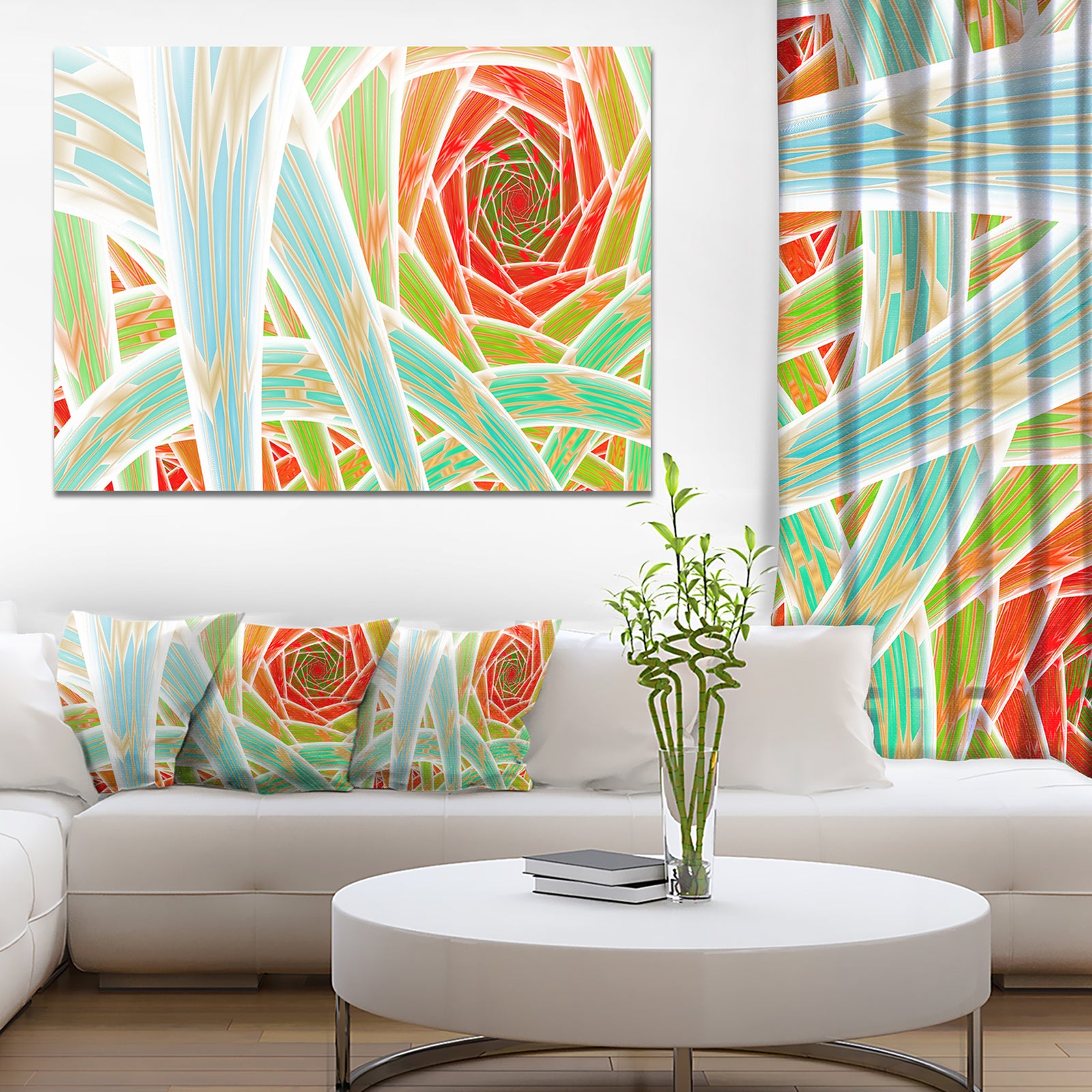 Red Fractal Endless Tunnel - Large Glossy Canvas Art Print