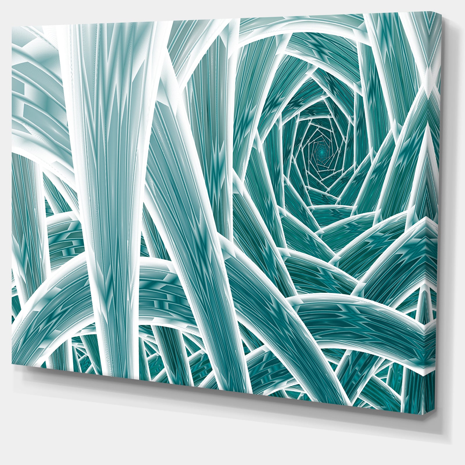 Blue Fractal Endless Tunnel - Large Glossy Canvas Art Print