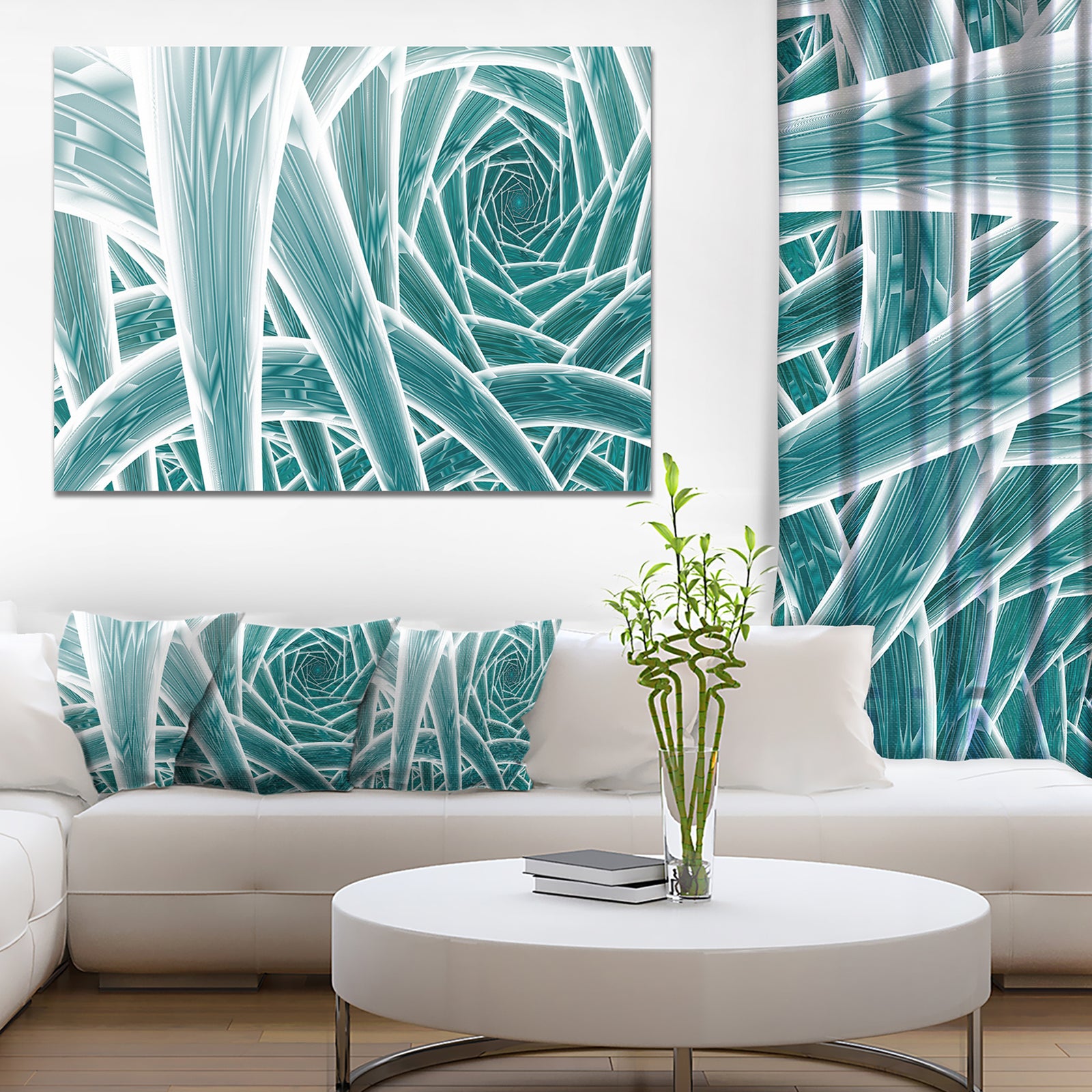 Blue Fractal Endless Tunnel - Large Glossy Canvas Art Print