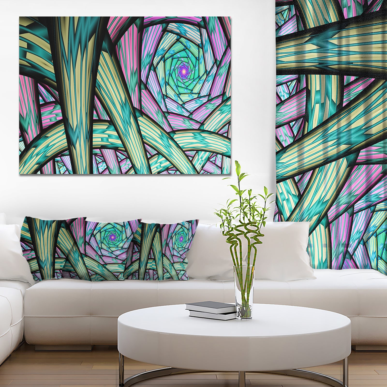 Purple Fractal Endless Tunnel - Large Canvas Artwork