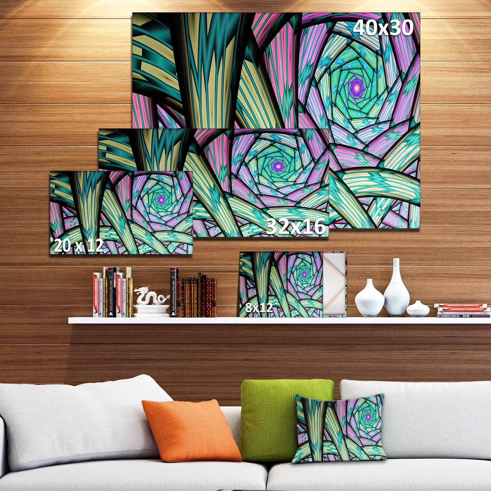 Purple Fractal Endless Tunnel - Large Canvas Artwork