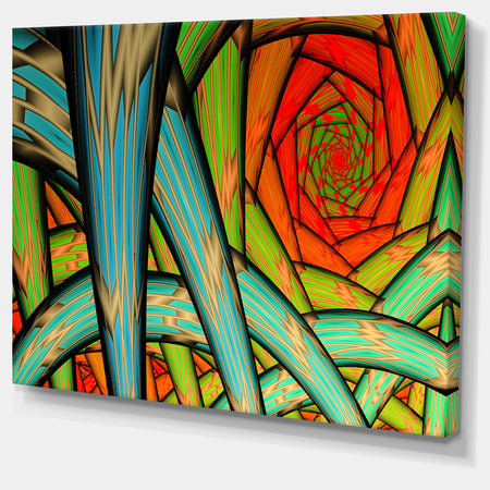 Green Fractal Endless Tunnel - Large Glossy Canvas Art Print