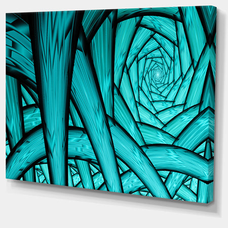 Turquoise Fractal Endless Tunnel - Large Glossy Canvas Art Print