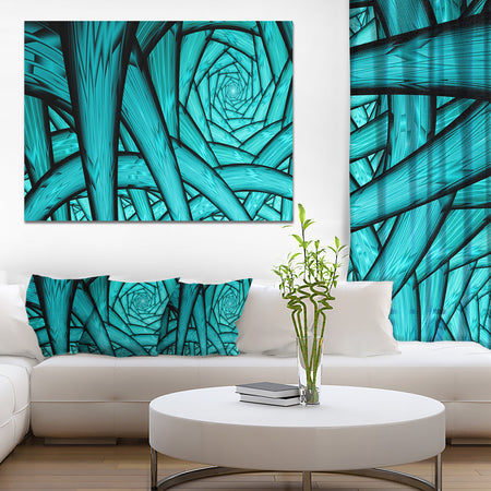 Turquoise Fractal Endless Tunnel - Large Glossy Canvas Art Print