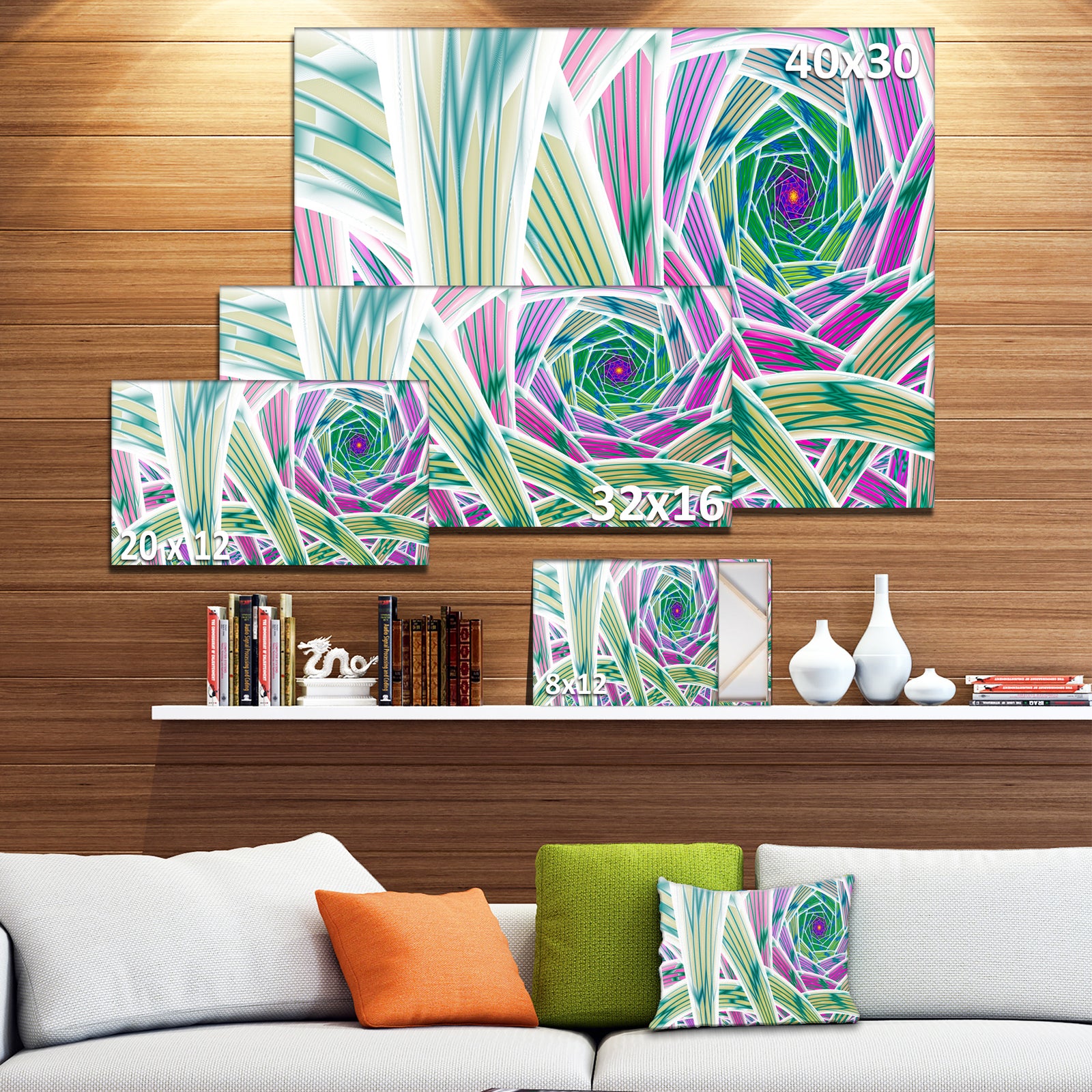 Purple Fractal Endless Tunnel - Large Glossy Canvas Art Print