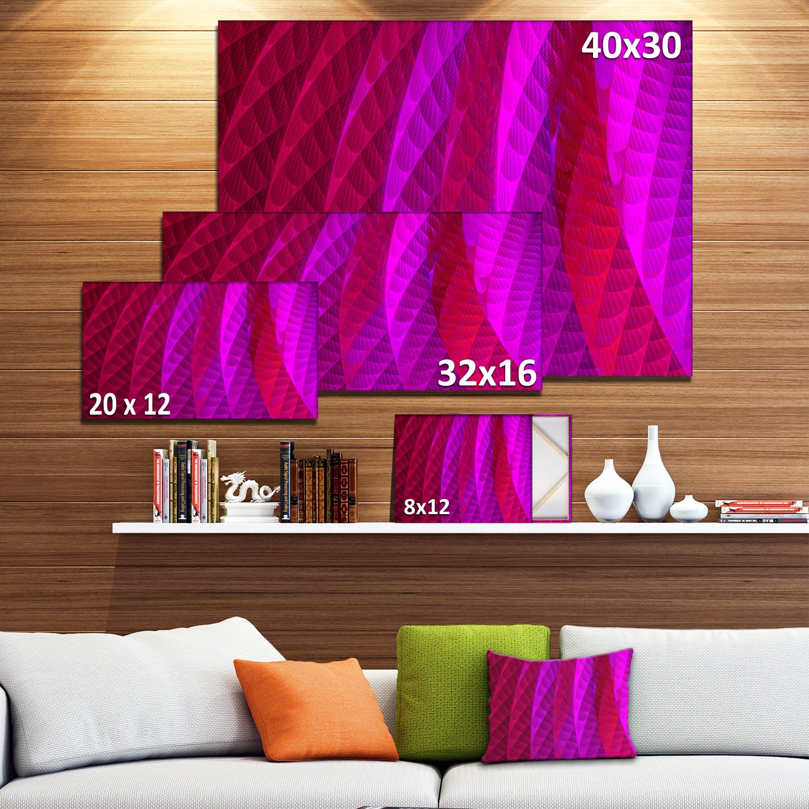 Layered Pink Psychedelic Design - Large Glossy Canvas Art Print