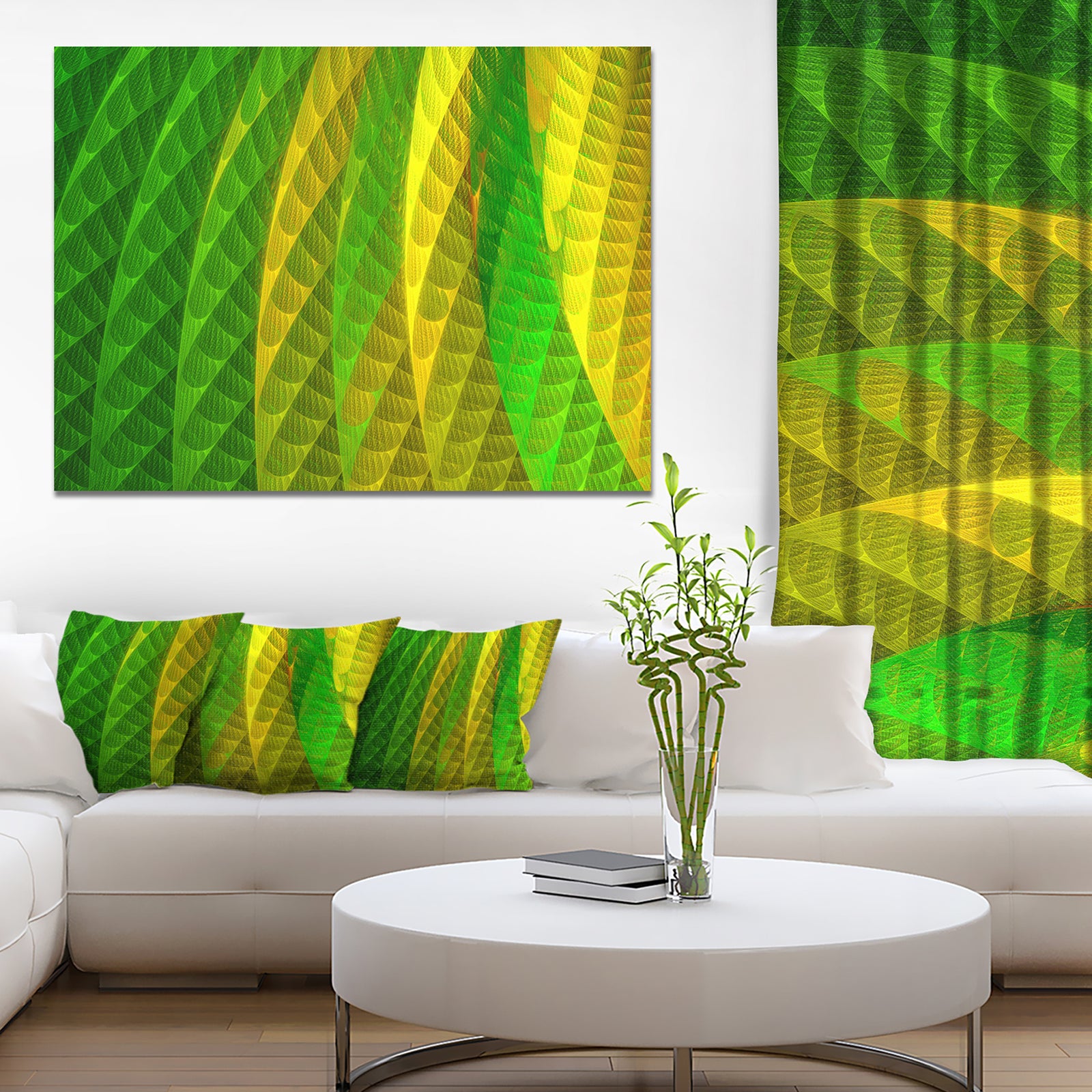 Layered Green Psychedelic Design - Large Glossy Canvas Art Print