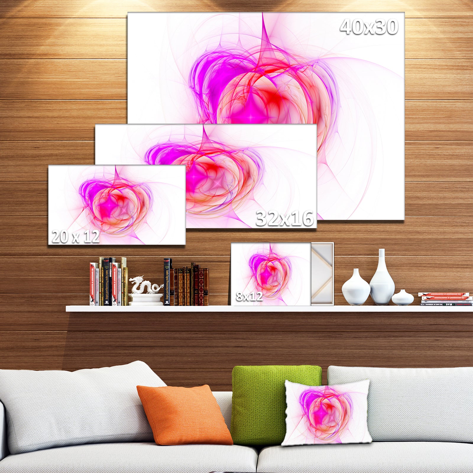 Pink Fractal Explosion Supernova - Large Glossy Canvas Art Print