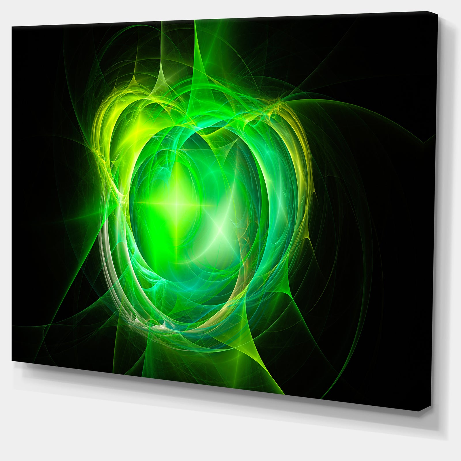 Green Fractal Explosion Supernova - Large Glossy Canvas Art Print