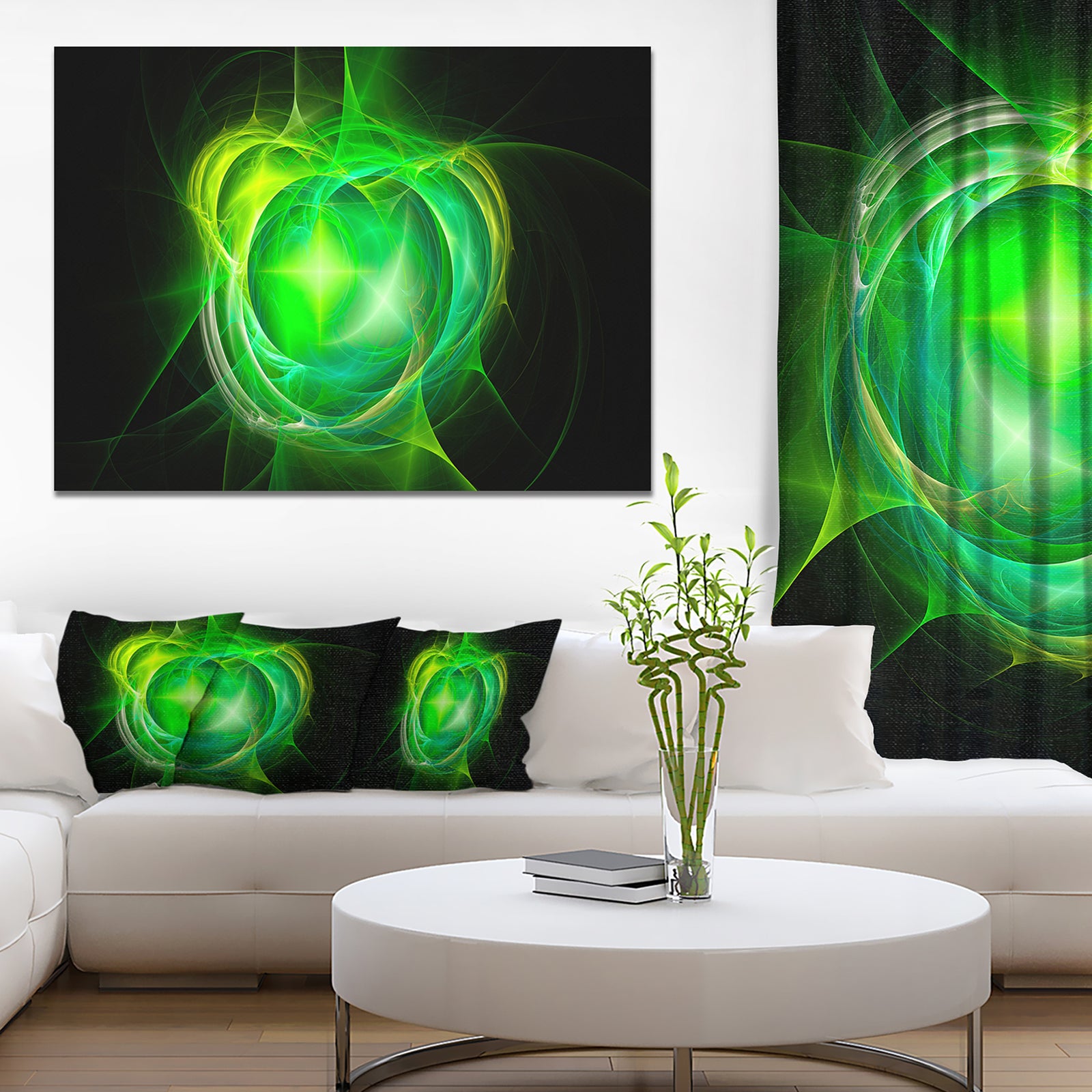 Green Fractal Explosion Supernova - Large Glossy Canvas Art Print