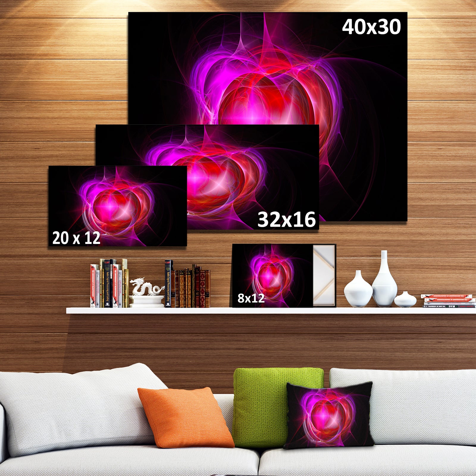 Red Fractal Explosion Supernova - Large Glossy Canvas Art Print