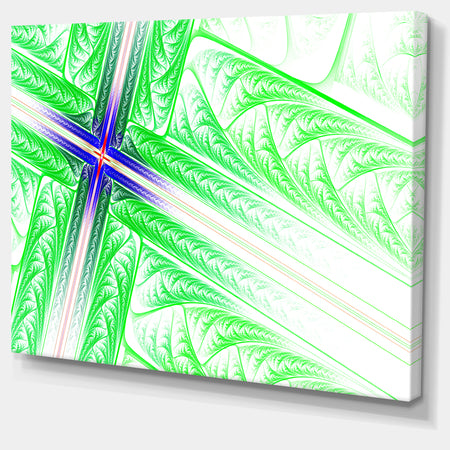 Bright Green Fractal Cross Design - Large Glossy Canvas Art Print