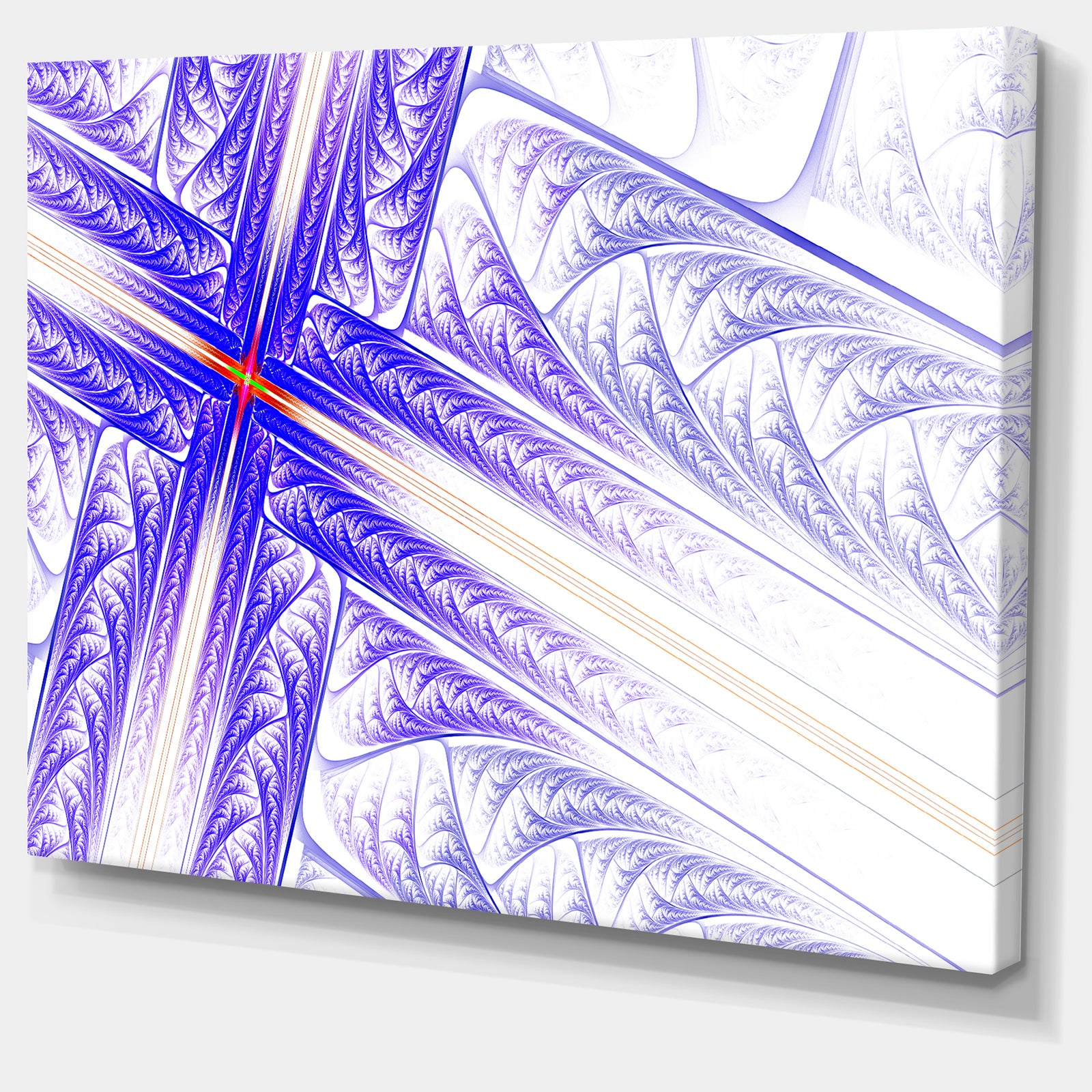 Blue Fractal Cross Design - Large Glossy Canvas Art Print