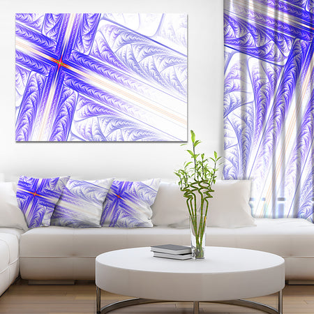 Blue Fractal Cross Design - Large Glossy Canvas Art Print