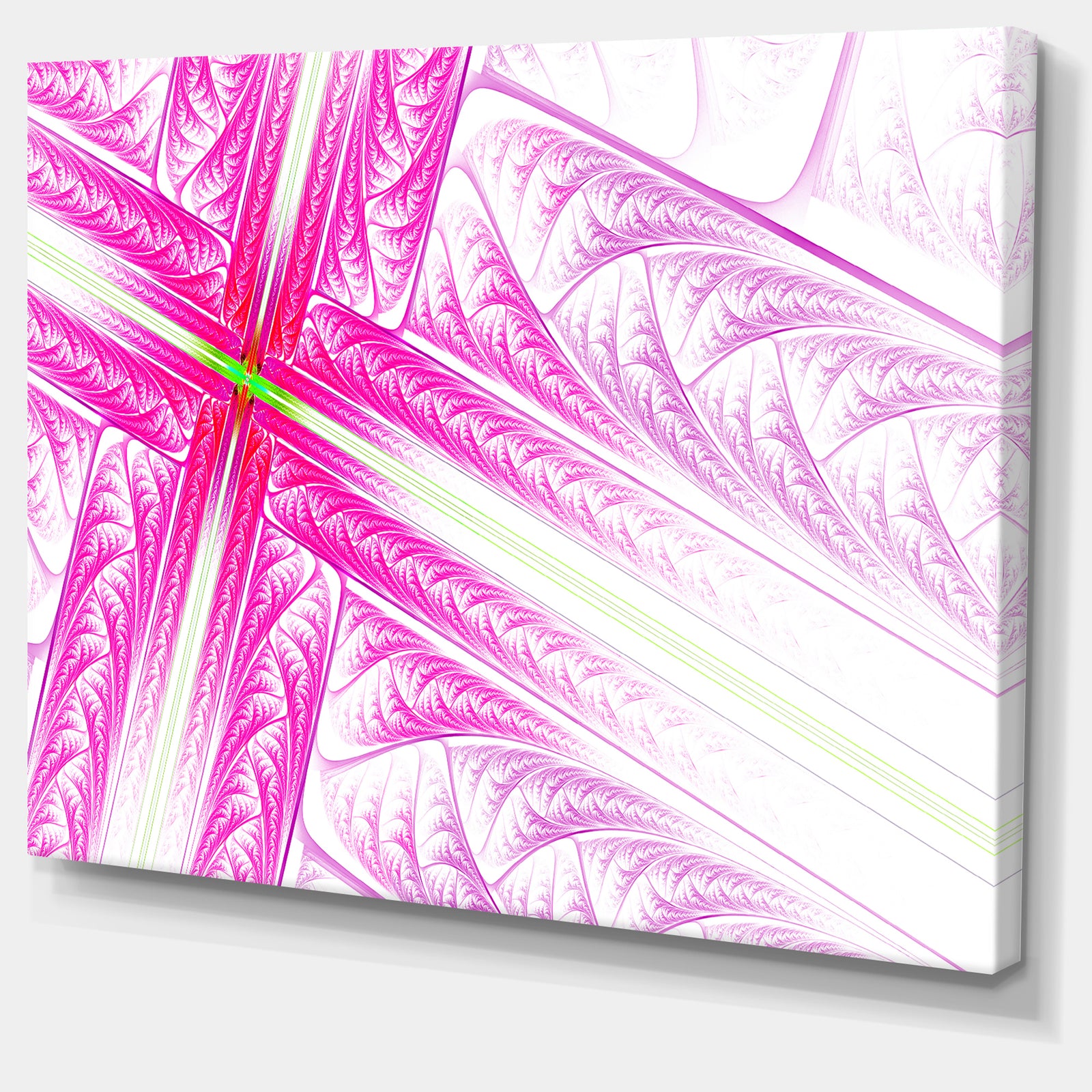 Pink Fractal Cross Design - Large Glossy Canvas Art Print